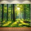 2D Flat Banner 1 Piece - Dense Forest Natural Wall Decoration Durable Spring Theme Full of Vibrant Greenery and Sunlight