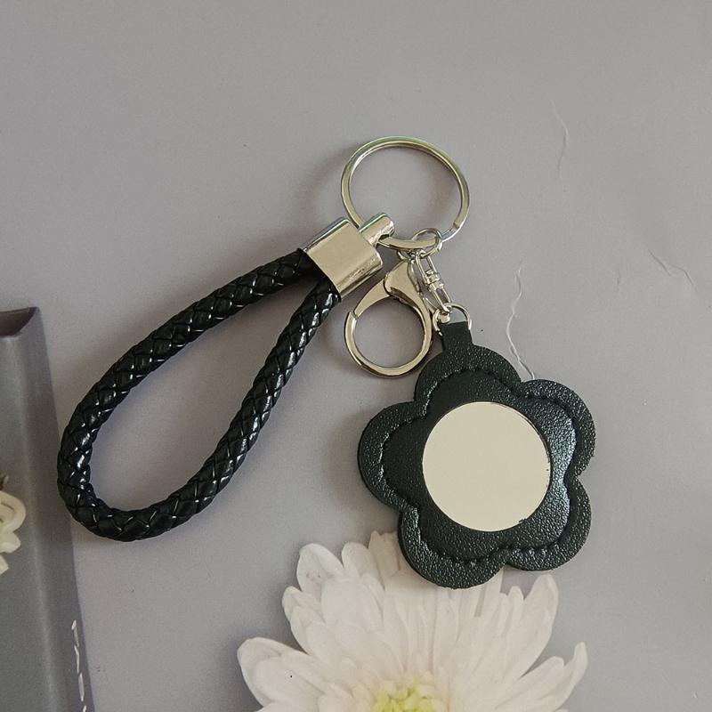 Multicolor Flower Shaped Pu Leather Keychain With Braided Wrist Strap Sturdy Metal Clasps For Bag Decor Daily Use Gifts