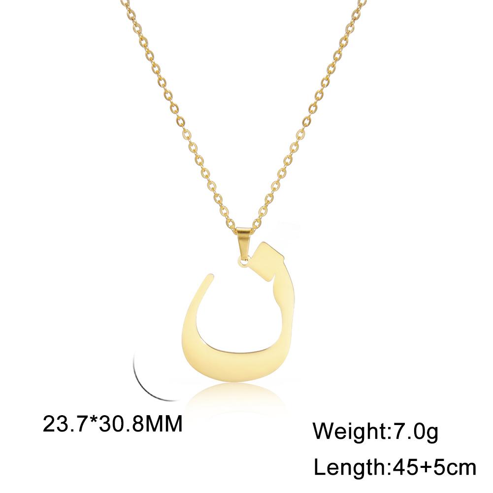 

Lemegeton Fashion 28 Arabic Letter Necklace For Women Stainless Steel Initial Alphabet Choker Necklace Pendant Jewelry Gifts Steel color