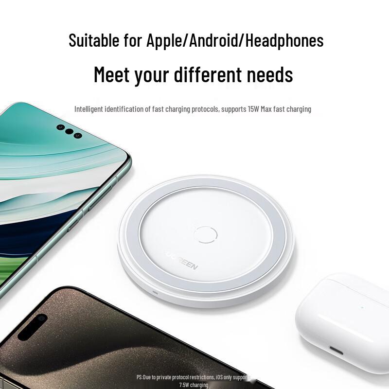 Ugreen 15W Wireless Charging Pad for Phones & Earbuds