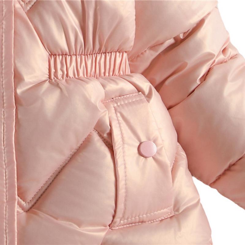 Girls Down Coats Children Thickened Fur Collar Hooded Jackets Kids Plush Velvet Warm Hooded Outerwear Toddler Parkas