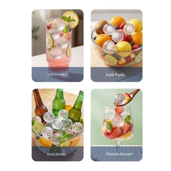 Ice Cube Mold Covered Dust-Proof Silicone Ice Cube Maker with Water-Draining Design 9-Compartment Food-Grade Silicone Football Shape Ice Ball Tray