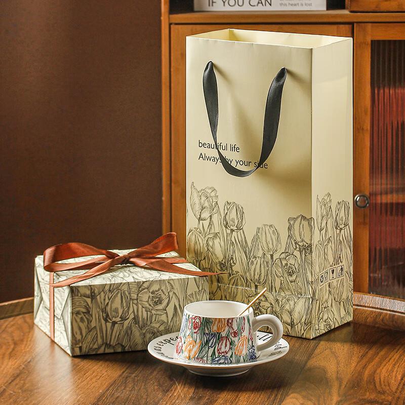 Jun Seventeen WA Retro Watercolor Ceramic Mug & Saucer Gift Set