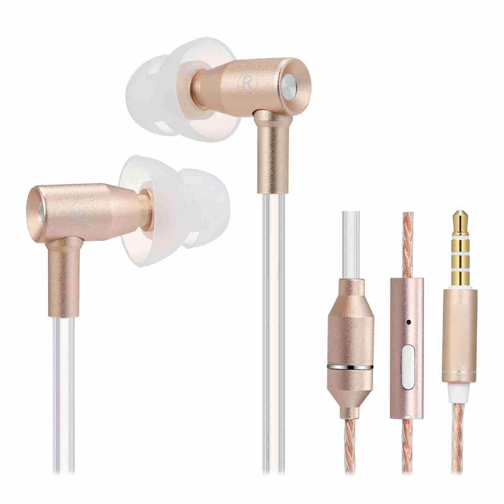 

Binaural In Ear Headphones 3.5mm Wired Antiradiation Air Tube Phone Headset with Microphone золотой
