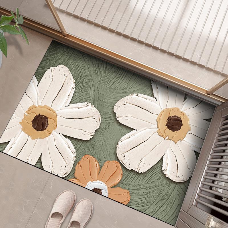 

Маленький свежий трехмерный бытовой коврик для туалетной двери с грязной диатомовой грязью, впитывающий быстросохнущий нескользящий коврик для туалета 40*60cm