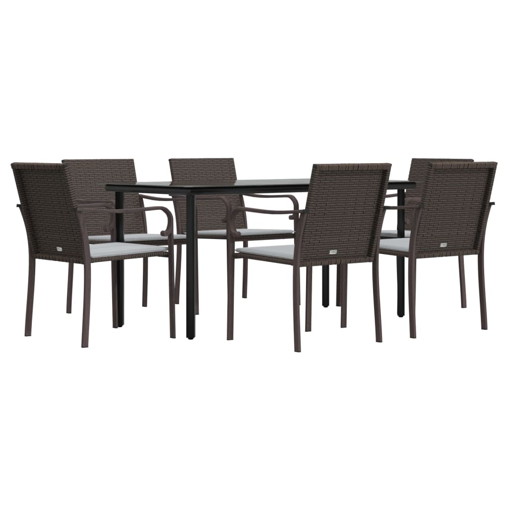 Vidaxl 7-Cz. Set di Mobili da Giardino con Cuscini, Polyrattan e Acciaio