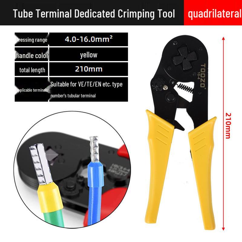 Electrician's Tube and Pin Terminal Crimping Pliers with Cold-Pressed Wire Functionality