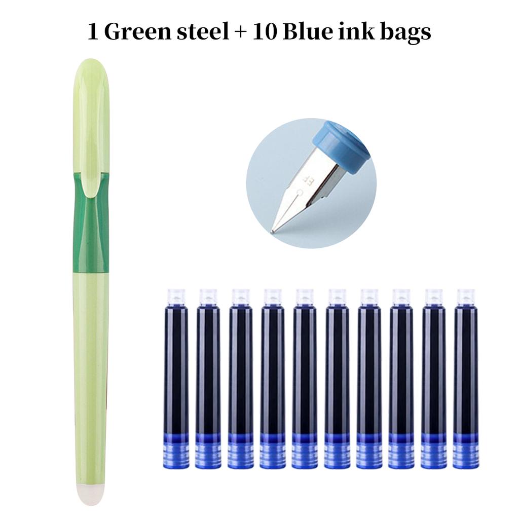 Kawaii Stance Pen Soft Grip, Erasable Replaceable Ink Children's Writing Posture Training Pen School Student Stationery Supplies