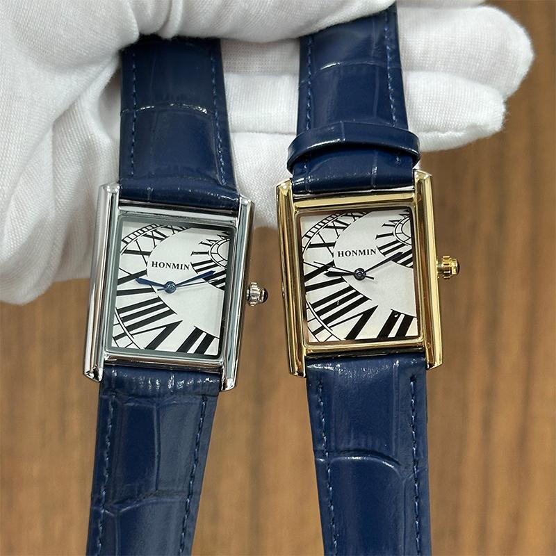 HONMIN Luxury Style Roman Dial Tank Ultra-Thin Rectangular Elegant Men's Quartz WaterProof Watch
