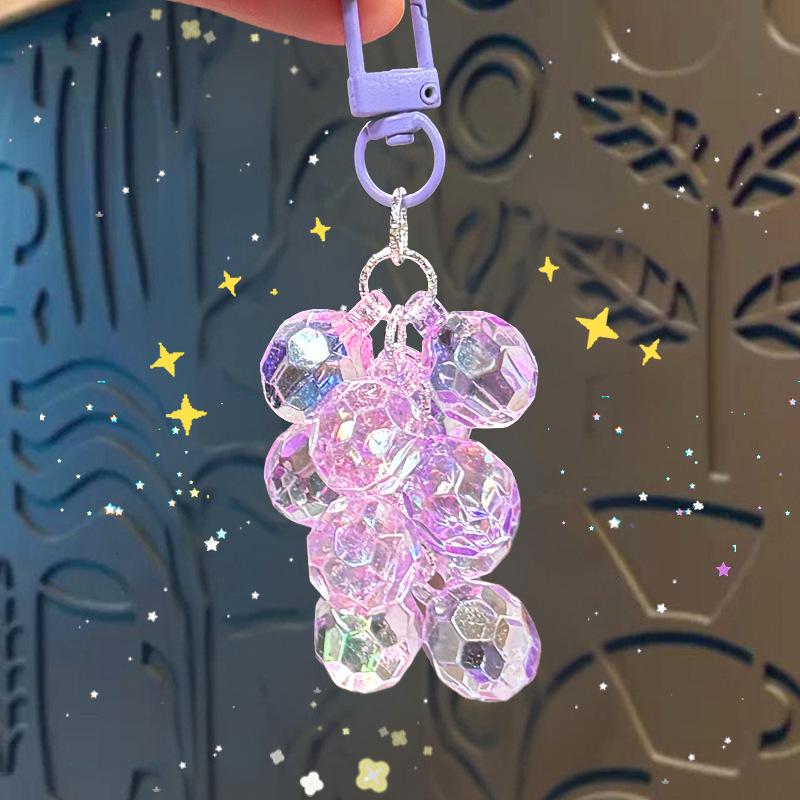 Charming Transparent Acrylic Grape Cluster Keychain - Women's Handbag Accessory & Small Gift