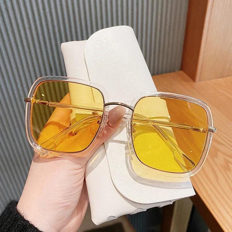 Gradient Square Sunglasses Women Vintage Oversized Sun Glasses Men Brand Designer Trendy Colored Glasses Outdoor UV400