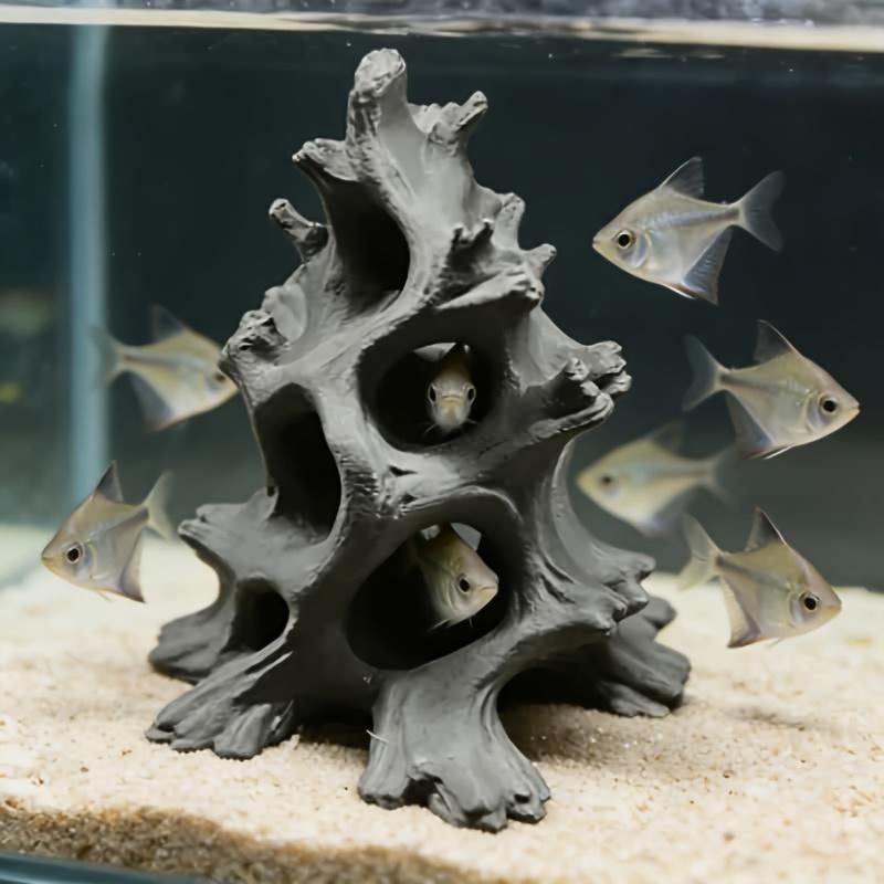 Mehrloch-Treibholz-Aquarium-Dekoration 3D-Druck Treibholz Fischhöhle Aquarium Dekoration Fischversteck zur Zucht Versteckhöhle Dekor