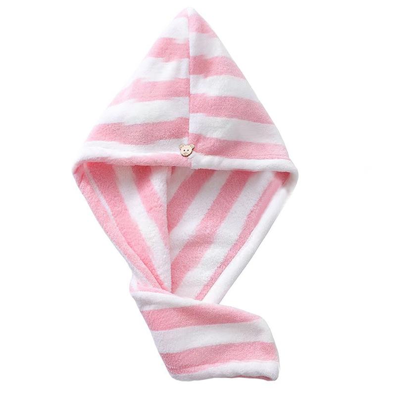 Hair Drying Cap Towel Absorbent Thickening Household Items Bathroom Bathing Dry Hair Cap Striped Shower Cap Soft Headscarf