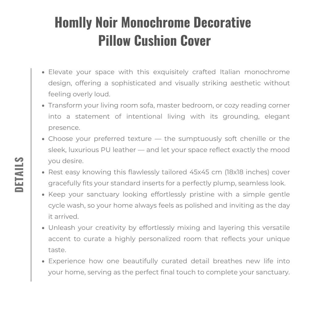 Homlly Noir Monochrome Decorative Pillow Cushion Cover (x2pcs)