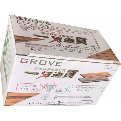 Ikitsuka Stainless Steel Wood Deck Screws, SUS410, 4.5mm x 45mm, Approximately 300 Screws per Box