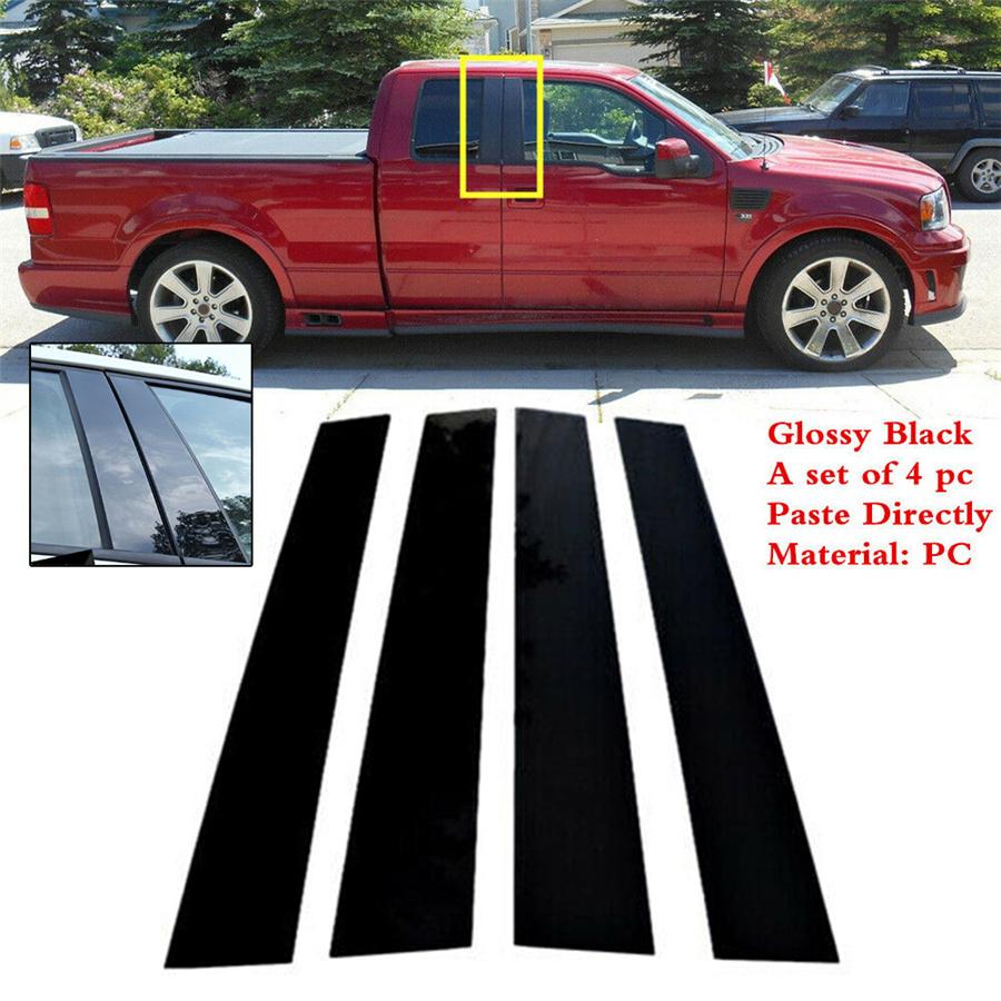 For 04-14 Ford F150 Super Cab Crew Gloss Black Door Window Pillar Posts Trim 4pc
