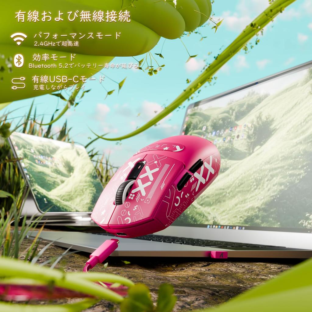 ATTACK SHARK G3 Wireless Gaming Mouse, Ultra-Lightweight (59g ±3g), BK52820 Chipset, 25000 DPI, PAW3311 Sensor, 3 Modes (WiredBluetooth2.4GHz),