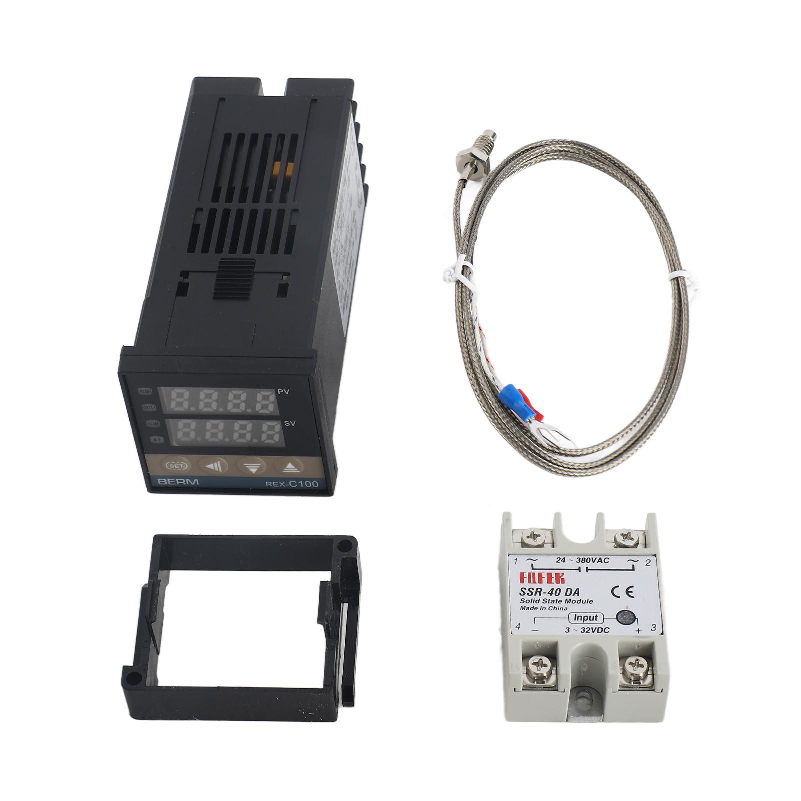 

REX-C100FK07-V*AN Интеллектуальный регулятор температуры Выход SSR + SSR-40 + Комплект кабелей M6 1M Кабель термопары K чёрный