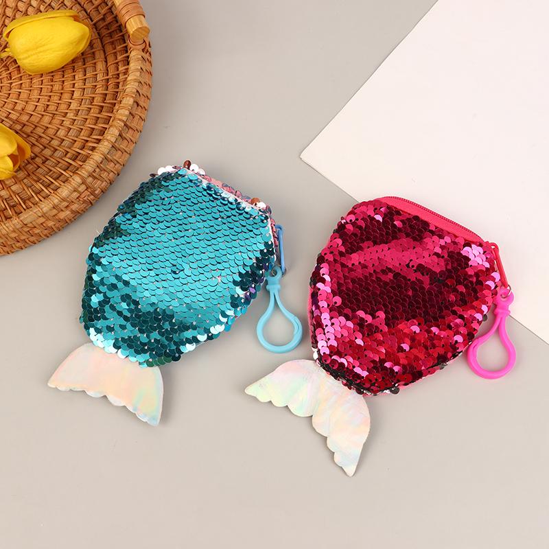Lovely Sequined Mermaid Tail Coin Purse Cute Small Wallet Money Change Pouch Earphone Storage Bags For Children Gifts