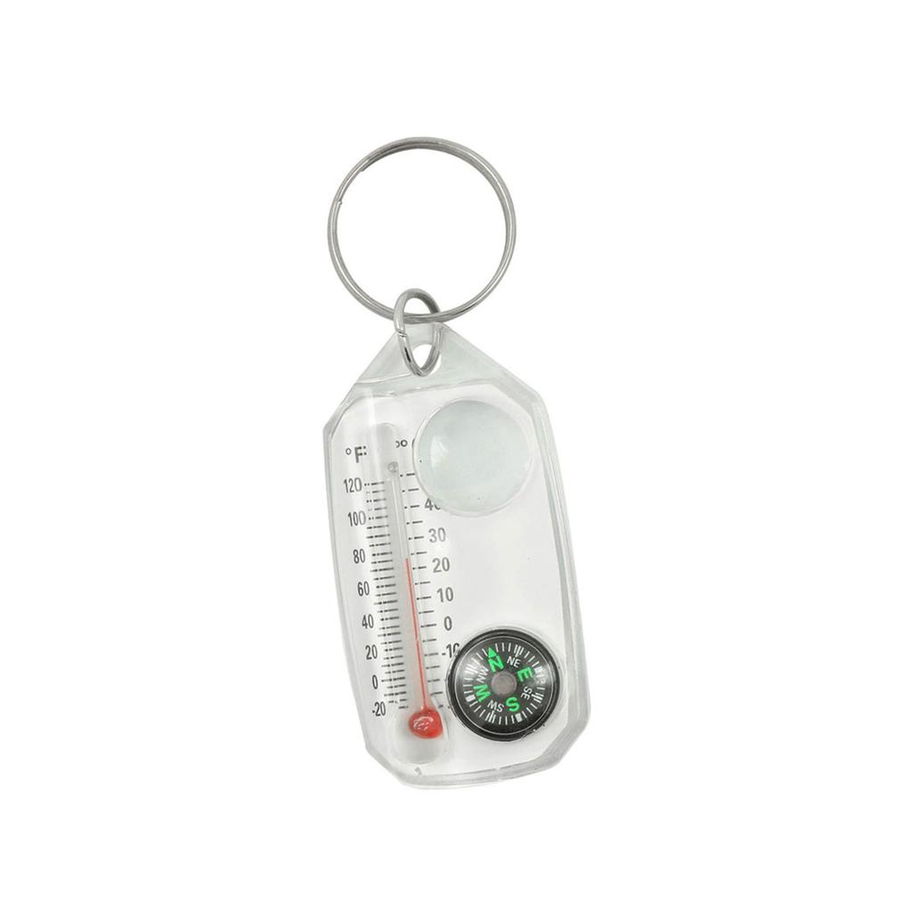 Portable Small Keychain Thermometer Compass Outdoor Mountaineering Buckle Compass Pointer for Wilderness Exploration