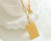Love Letter Rabbit Pendant Necklace: Rectangle, Long Chain, Fade-Resistant Gold-Plated Titanium Steel.