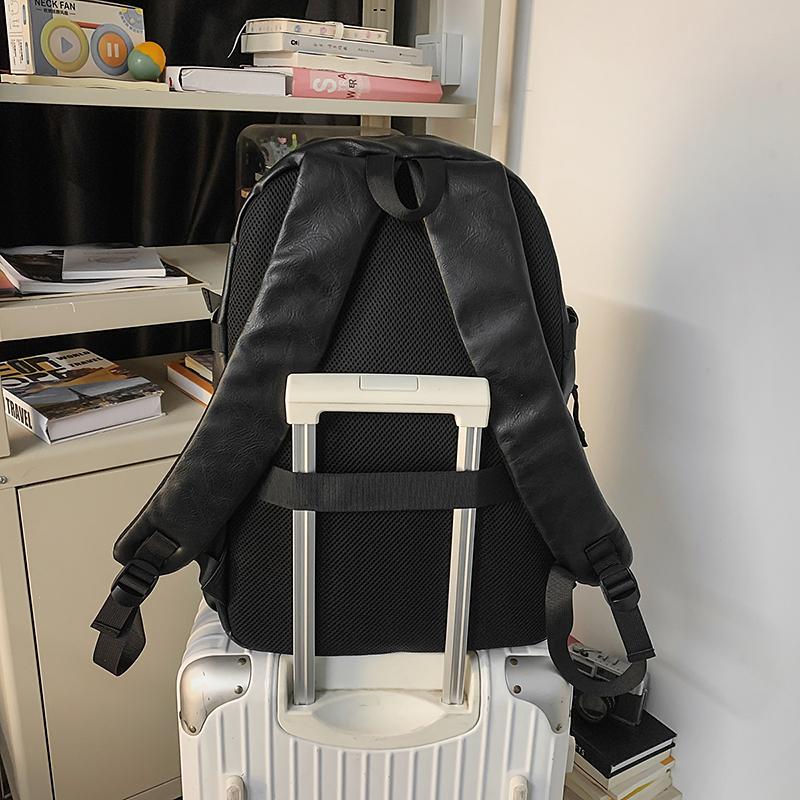 Business Men's PU Backpack Computer Backpack Student Large Capacity Schoolbag
