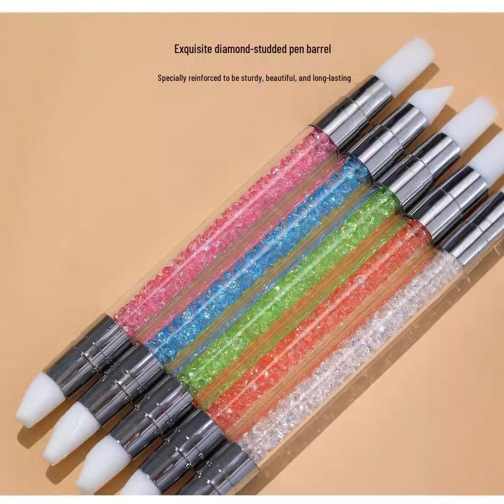 5-Piece Dual-Ended Silicone Nail Art Tools Set for Carving, Embossing, and Gel Mixing