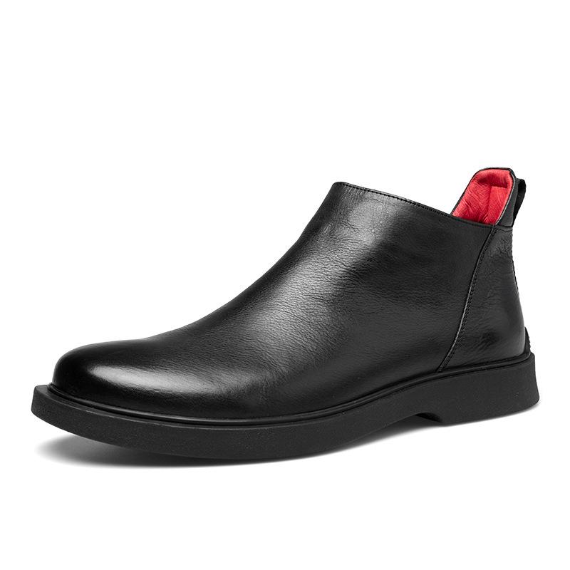 Men's Winter Chelsea Boots - Velvet-Lined Genuine Leather High-Top Martin Boots, British Style.