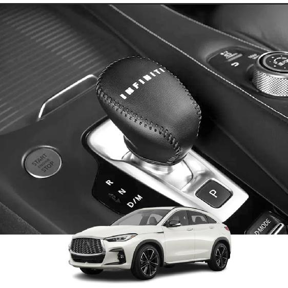 

Kakash Индивидуальные аксессуары для интерьера для Infiniti QX50 2019 2020 2021 2022 2023 2024 QX55 Кожаная накладка на ручку переключения передач АКПП, Чехлы на рычаг КПП Black Stitches