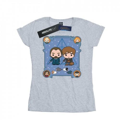 

Fantastic Beasts Womens/Ladies Chibi Newt And Dumbledore Cotton T-Shirt XXL білий