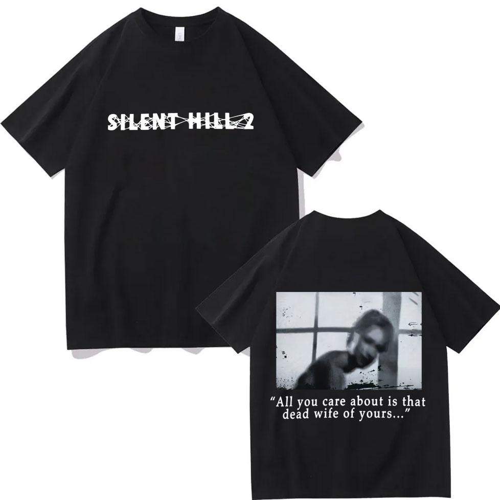 

Silent Hill 2 Double Sided Print Tshirt Men Women Clothing Fashion Vintage Tshirts High Quality Cotton Short Sleeve T Shirts 3XL