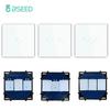 BSEED UK EU RU Standard Crystal Glass Panel Frames 1/2/3Gang 1/2Way Wall Touch Switch Base Wall Socket Function Part DIY Part