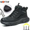 Drehknopf Sicherheitsstiefel Herren Stahlkappenschuhe Durchstichfeste Arbeitsstiefel Schutzschuhe Leichte Sicherheits-Sneaker Herren