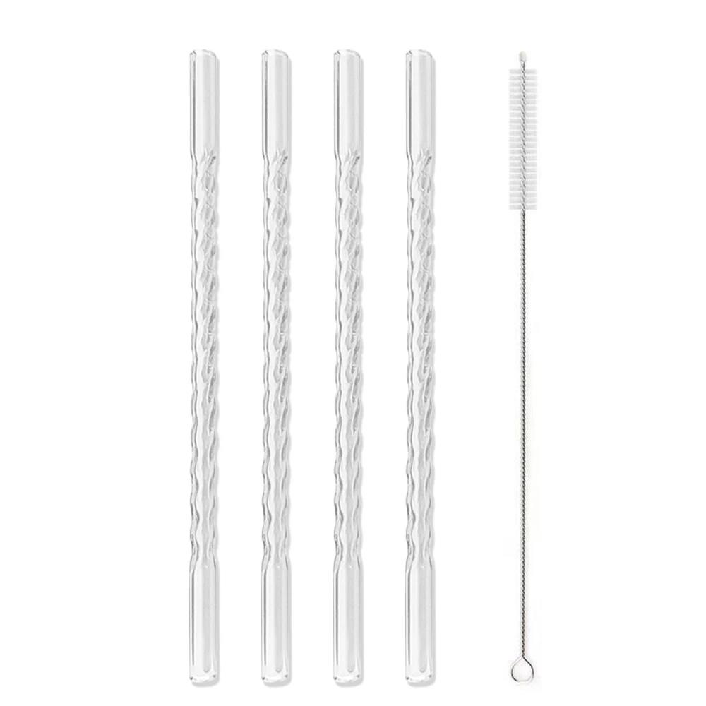 Colorful High Borosilicate Glass Straw Eco Friendly Drinking Straw 4Pcs Reusable Glass Straw Cocktail Smoothie Bar Accessories 5