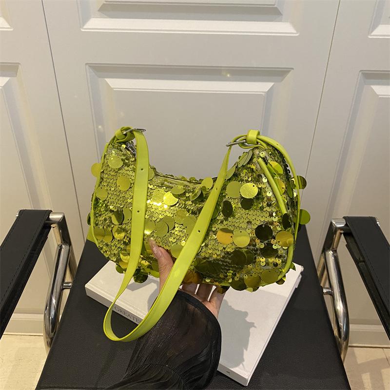 High value chain small square bag summer new fashion messenger bag glossy denim shoulder armpit bag