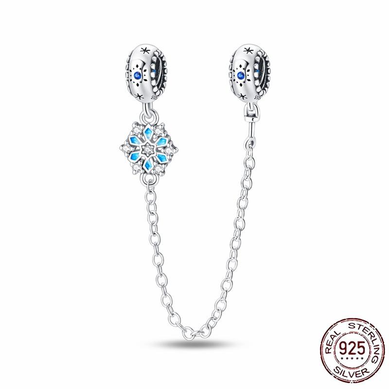 Stříbrný Křišťálový Pavé Bezpečnostní Řetízek Pevný Klip Pramen Přívěsek Vhodný pro Ženy Náramek Stříbrné Šperky Párty Narozeninový Dárek