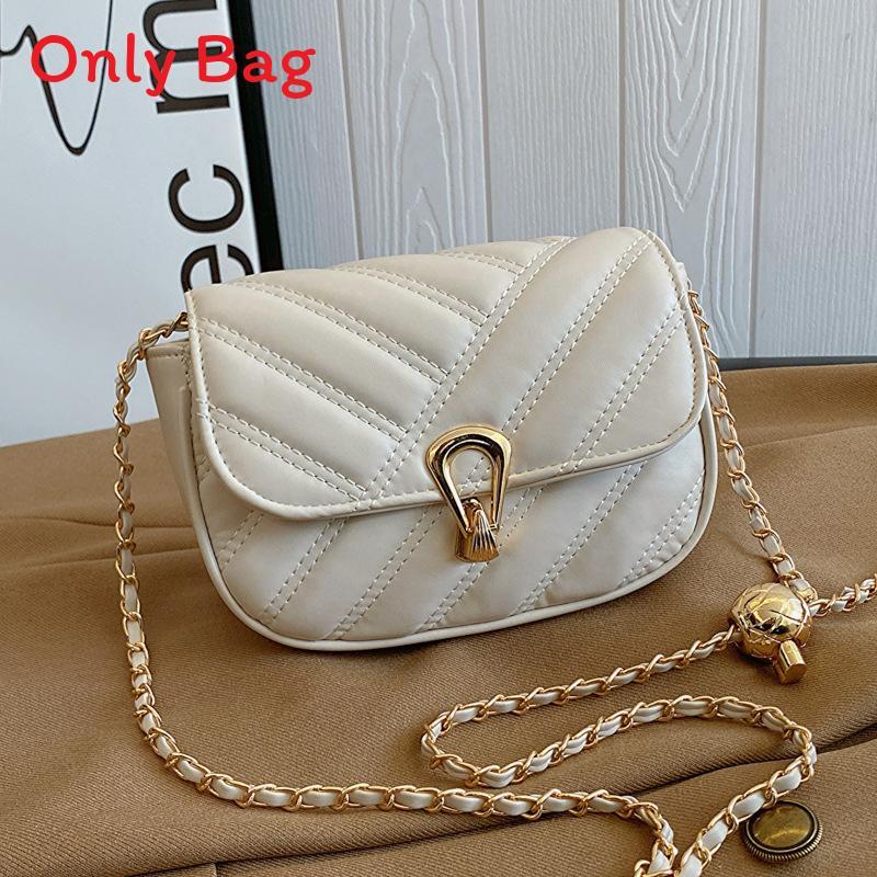 Small Fashionable Quilted Chain Shoulder Bag With Interior Zipper Pocket For Women