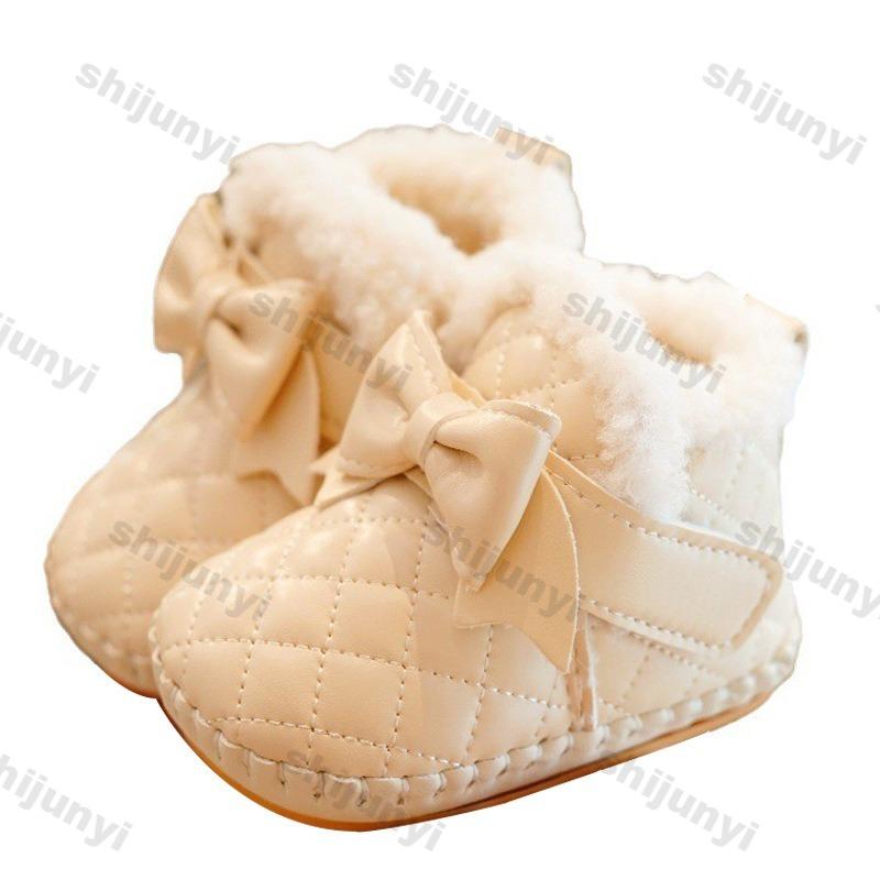 Baby Shoes 2025 Winter Soft Bottom Anti Slip Winter Plush Warm Comfortable Bow Children Shoe 0-1 Year Old Walking Shoes Princess