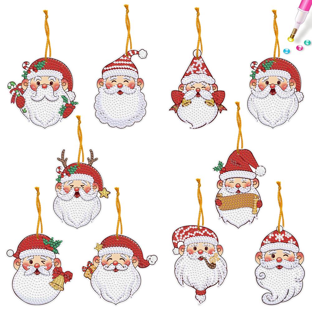 10/20Pcs Christmas Decor Diamond Painting Pendant Special-shaped Drill 5D DIY Hanging Ornament Spot Drill Cartoon Single Side