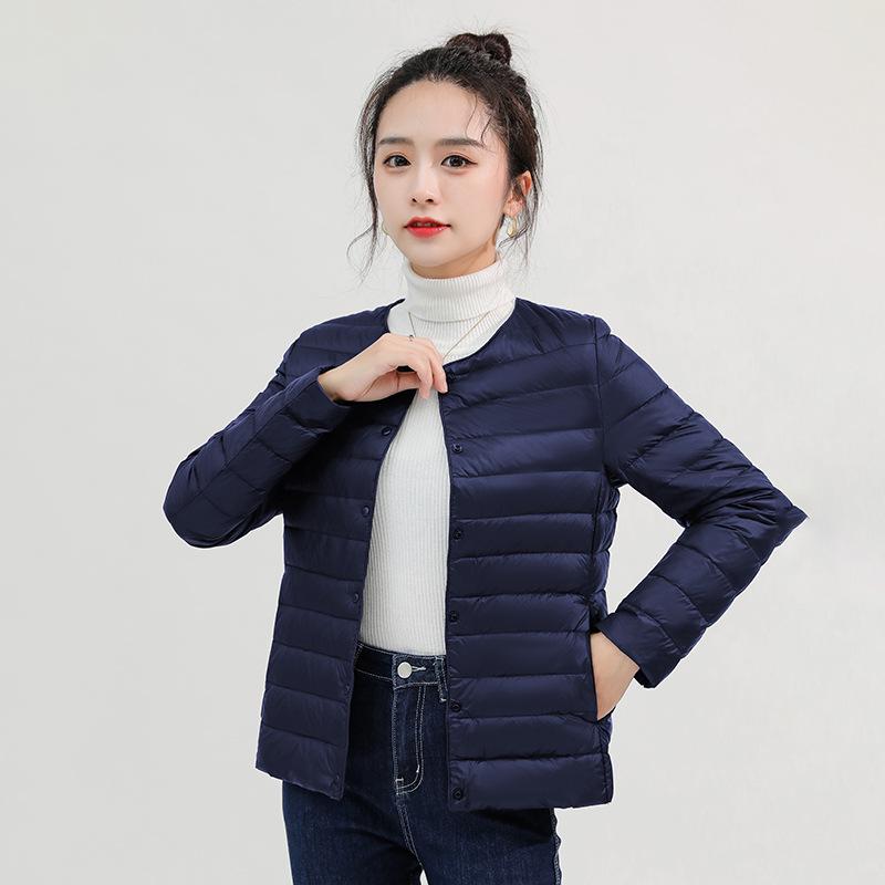 Men's Lightweight Collarless Down Jacket - Autumn/Winter, Plus Size Round Neck White Duck Coat