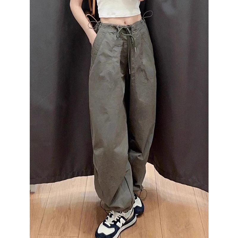 Streetwear Spring Summer Harem Casual Pants Men Elastic Waist Solid Cargo Pants Multi Pocket Loose Baggy Pants for Women