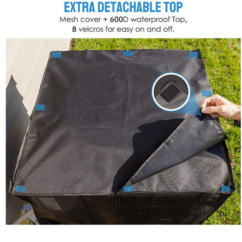 600D Waterproof  Mesh Fabric Breathable Air Conditioner Defender Cover AC Unit Cover For Outdoor Central Unit Protective