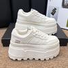 Thick-soled Leather Little White Shoes Women's New Versatile Height-increasing Muffin Small Sports Shoes Lace-up Soft-soled Single Shoes