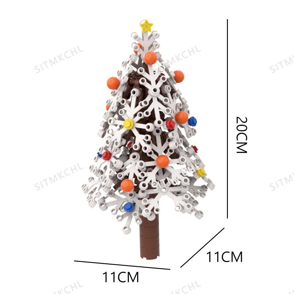 DIY Pine Tree Model Kit - Snowy Christmas Tree Street Forest Compatible with Building Blocks & Assemble Particles