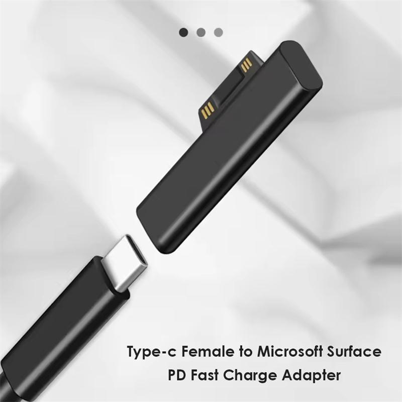 65W 102W PD Schnelllade-USB-C-Netzteilanschluss für Microsoft Surface Pro X 8 7 6 5 4Go Book USB-C-Buchsen-Konverterstecker