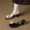 Light luxury huge good-looking beautiful woman cool slippers wear 2025 summer with skirts not tired feet French high heels