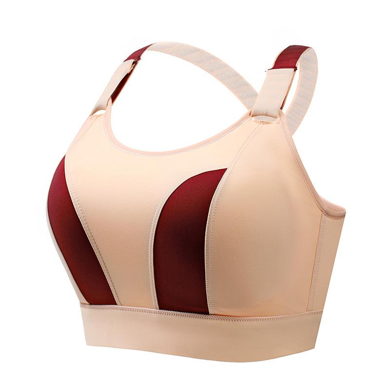 Fashionable Splicing Contrast Color Plus Size Beautiful Back Cross Bra Without Steel Ring Sports Yoga Plus Size Bra