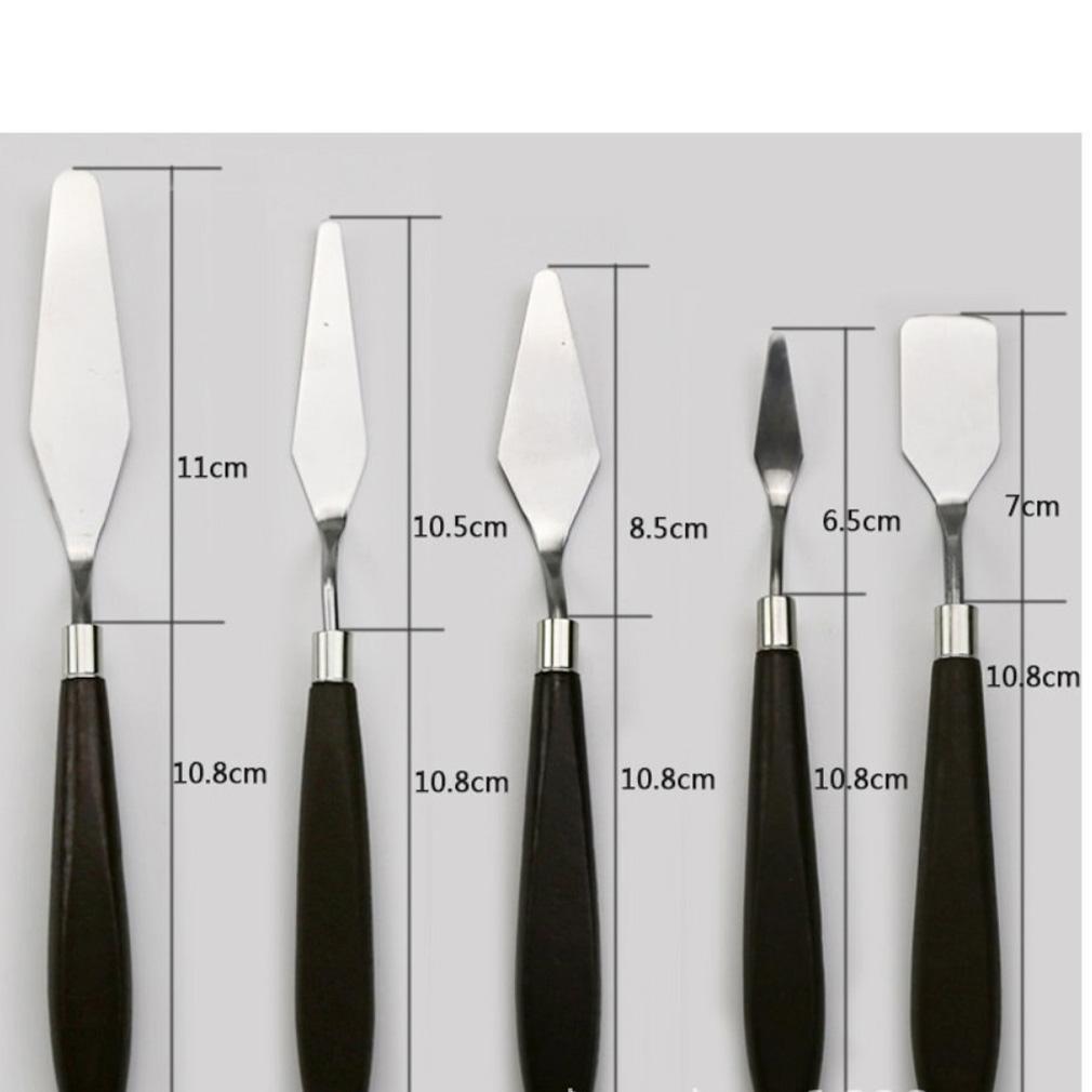 Hot 5PCS Stainless Steel Scraper Spatula Art Supplies for Artist Canva Oil Paint Color Mixing Palette Knife Painting Wholesale