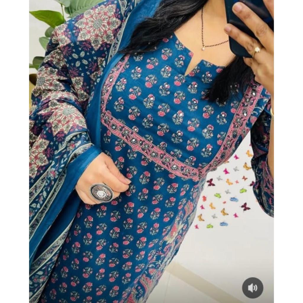 Indian Women Designer Party Wear Top Tunic Kurti Pant Dupatta Salwar Kameez Set SC-2332