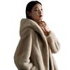 Autumn and Winter New Imitation Mink Fur Coat Women's Hooded Medium and Long Imitation European Mink Fur Coat Light